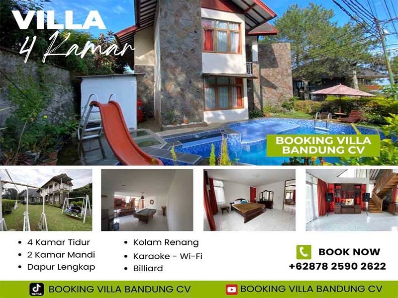 Villa S Andre Lembang, Full Fasilitas dengan 4 Kamar Tidur